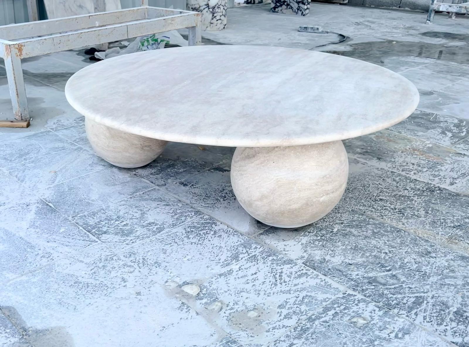 Italian Travertine Coffee Table - Natural Stone End Table - Side Table For Sale 7