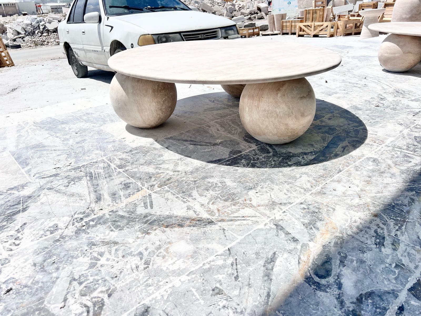 Italian Travertine Coffee Table - Natural Stone End Table - Side Table In New Condition For Sale In İnegöl, TR