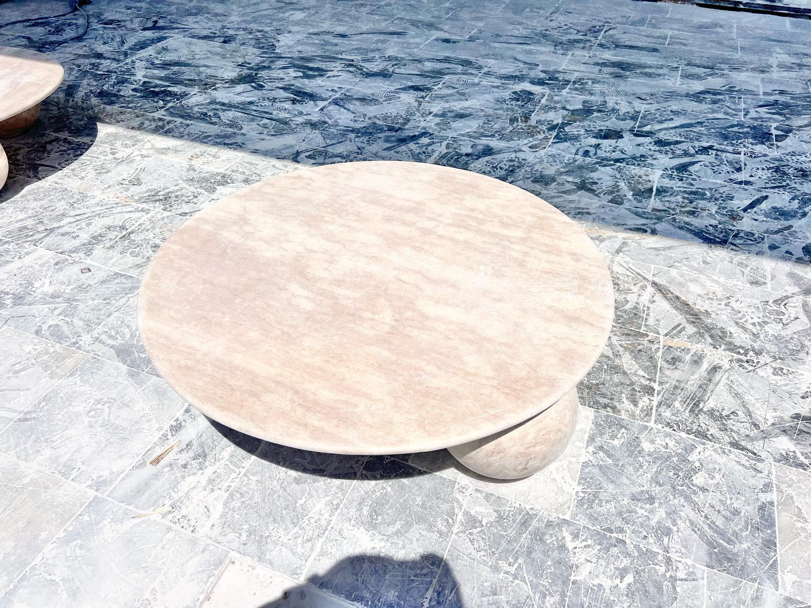 Italian Travertine Coffee Table - Natural Stone End Table - Side Table For Sale 1