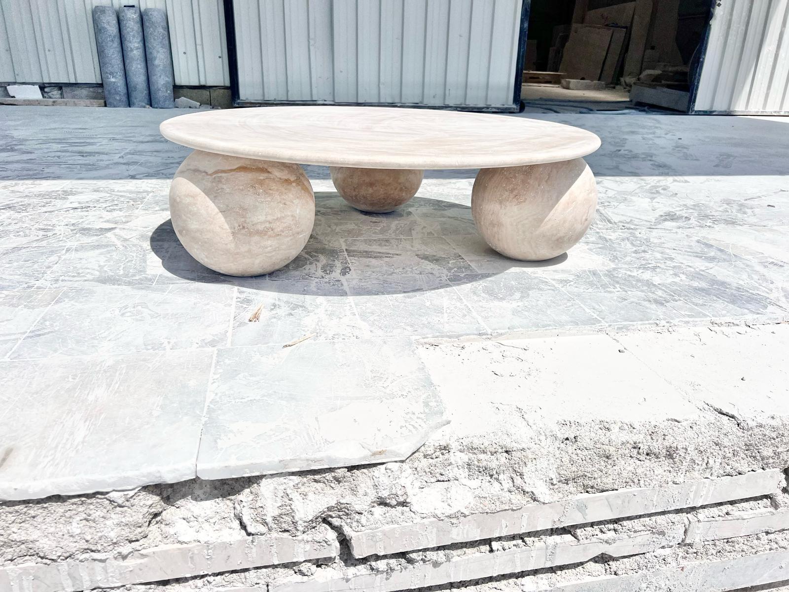 Italian Travertine Coffee Table - Natural Stone End Table - Side Table For Sale 2