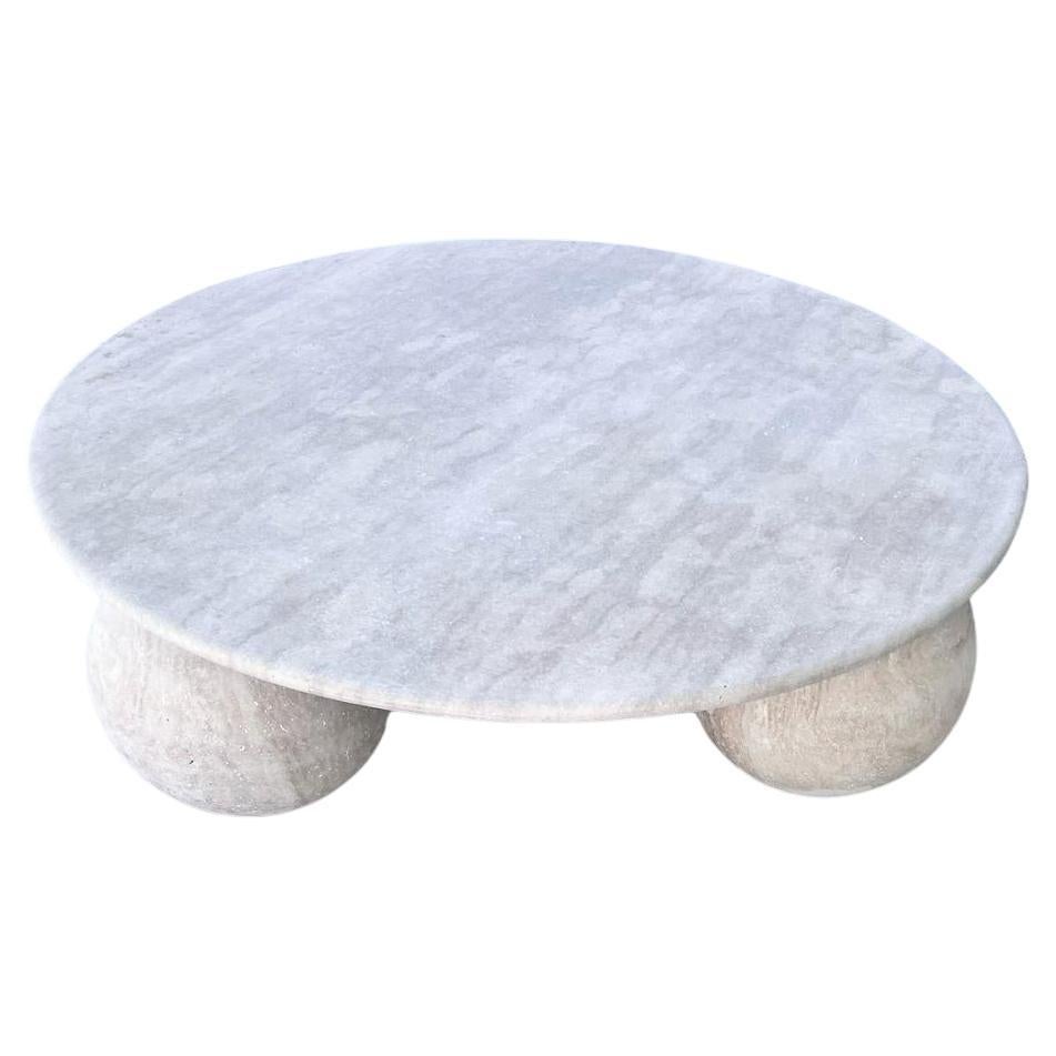 Italian Travertine Coffee Table - Natural Stone End Table - Side Table For Sale