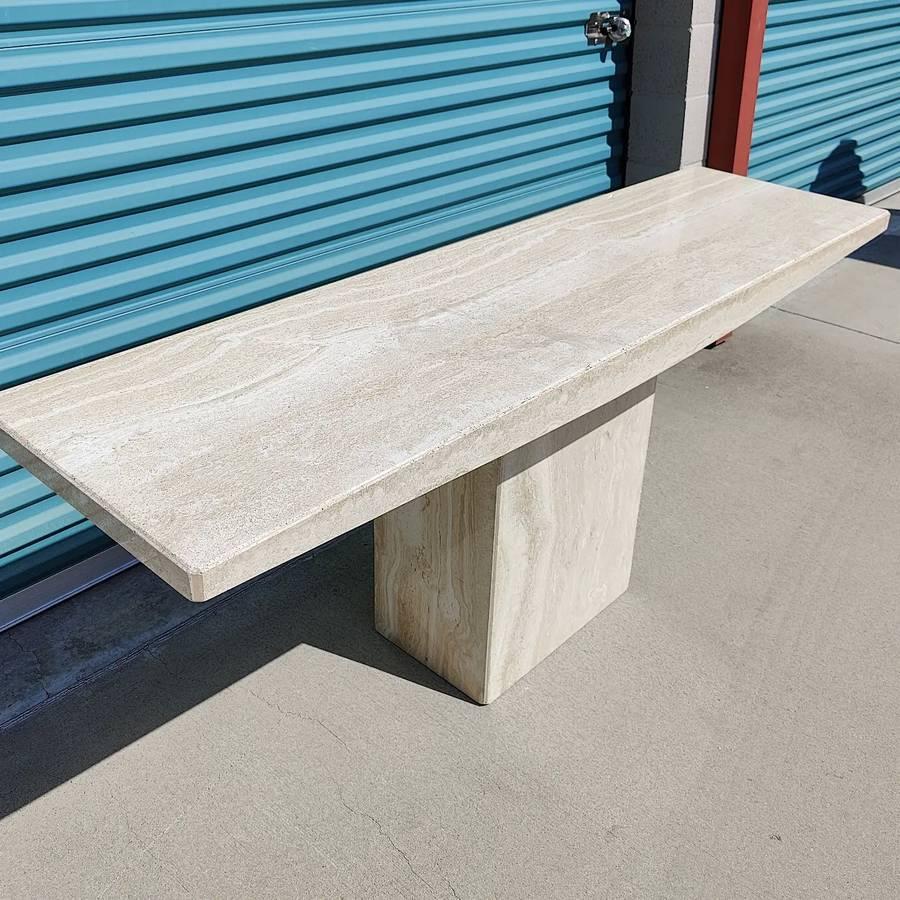 Italian Travertine Console Table by Stone International In Good Condition In Chino Hills, CA