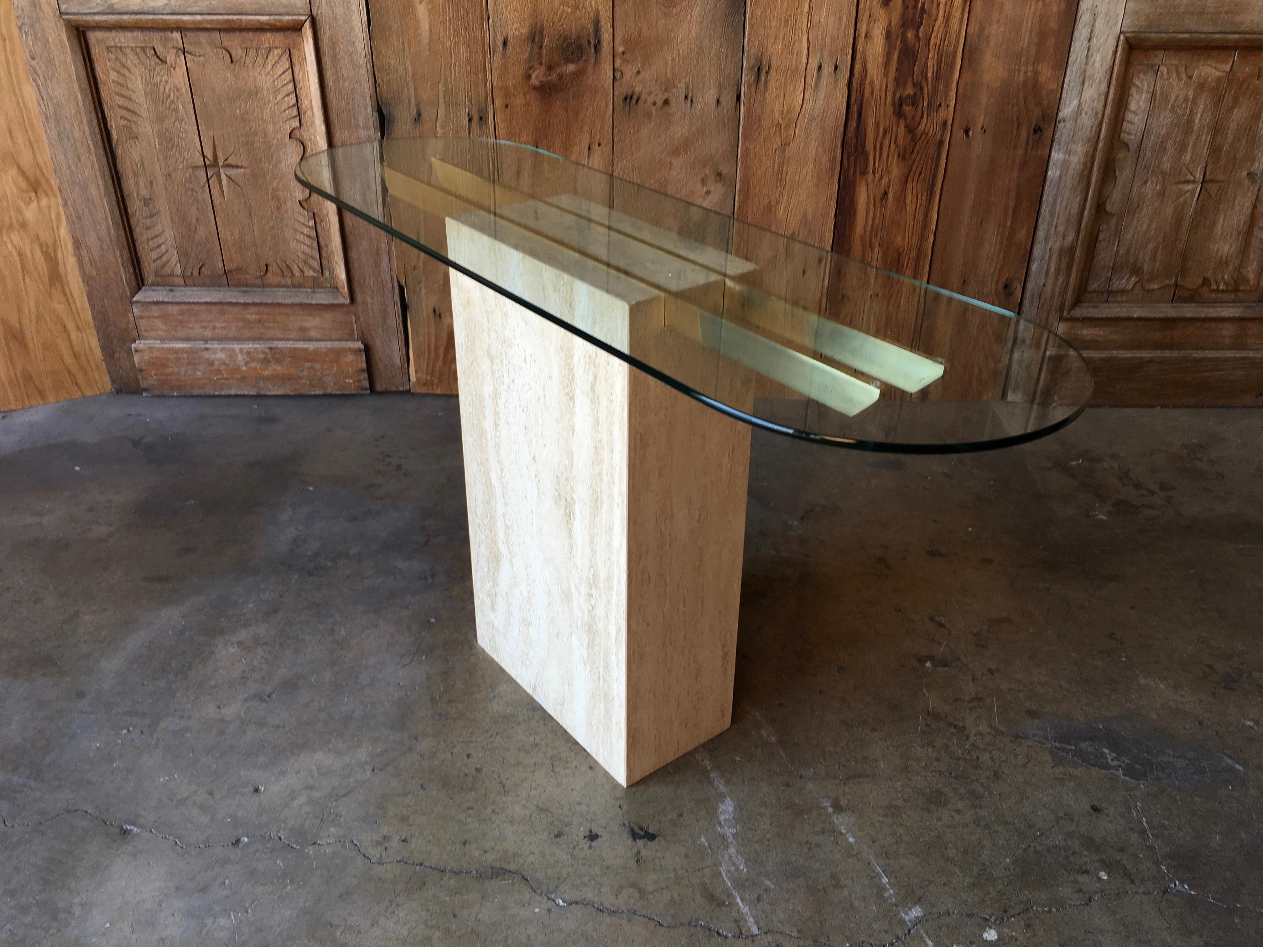 Italian Travertine Console Table 3