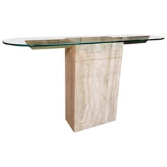 Italian Travertine Console Table