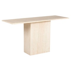 Table console italienne en travertin beige de Toscane