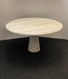 Italian Travertine Continental Height Table in the Manner of Angelo Mangiarrotti