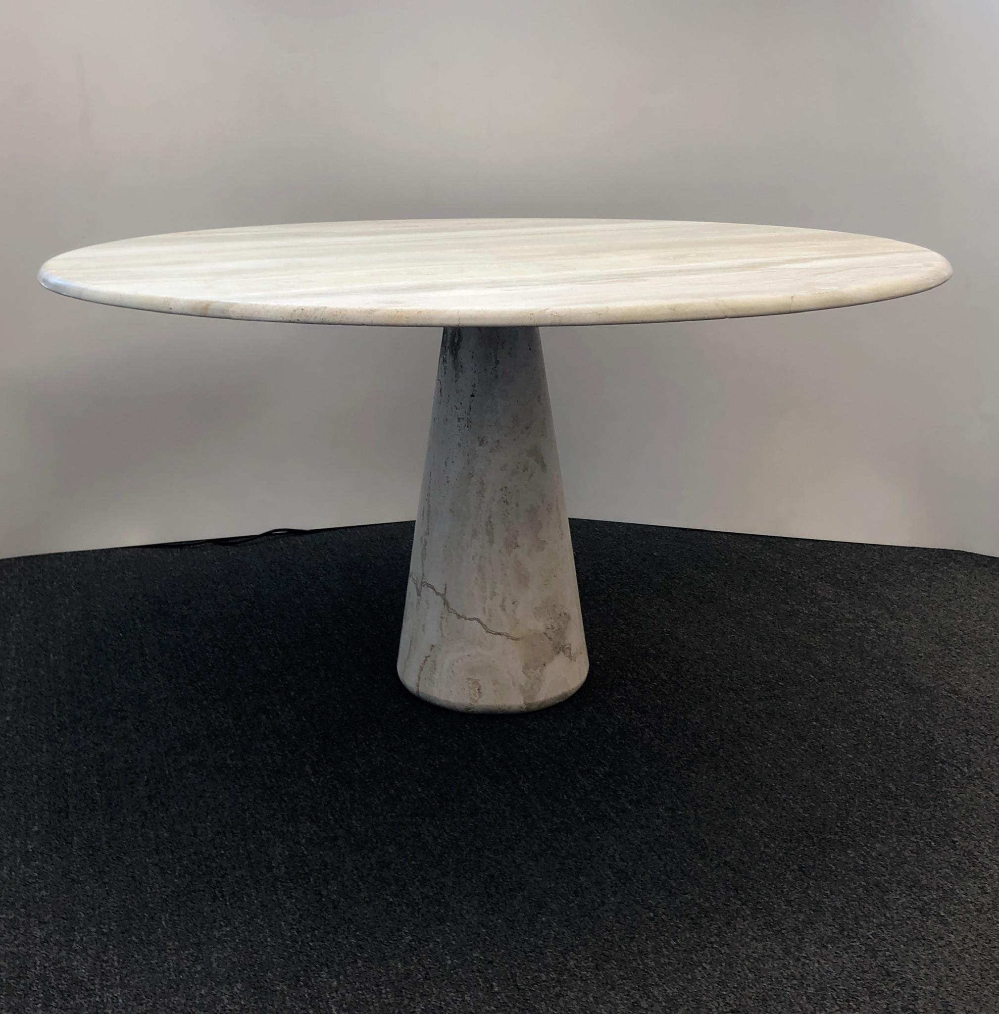 Modern Italian Travertine Continental Height Table in the Manner of Angelo Mangiarrotti