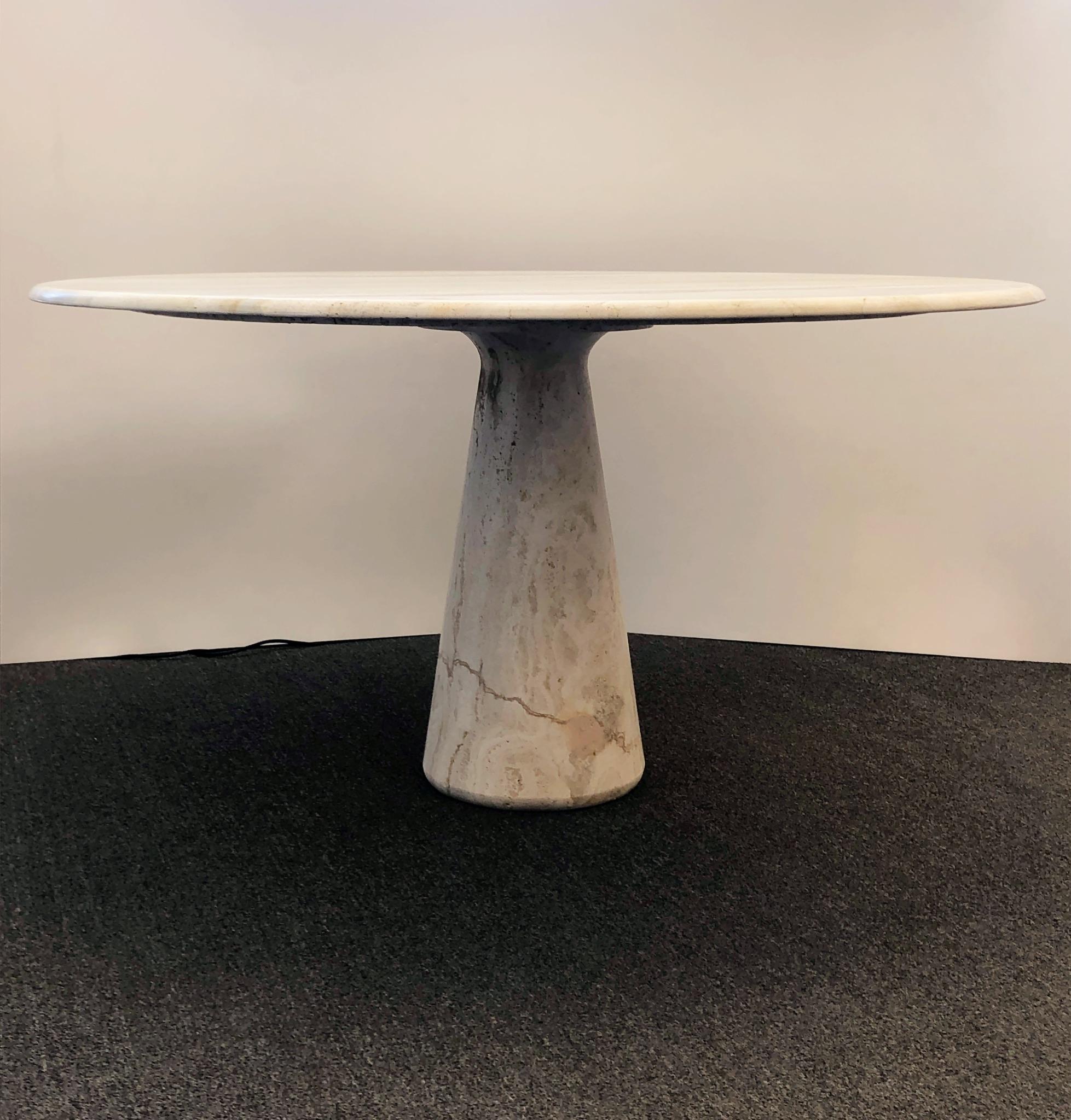 Italian Travertine Continental Height Table in the Manner of Angelo Mangiarrotti 2