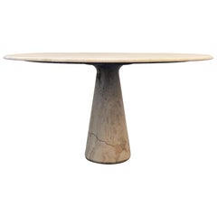 Italian Travertine Continental Height Table in the Manner of Angelo Mangiarrotti