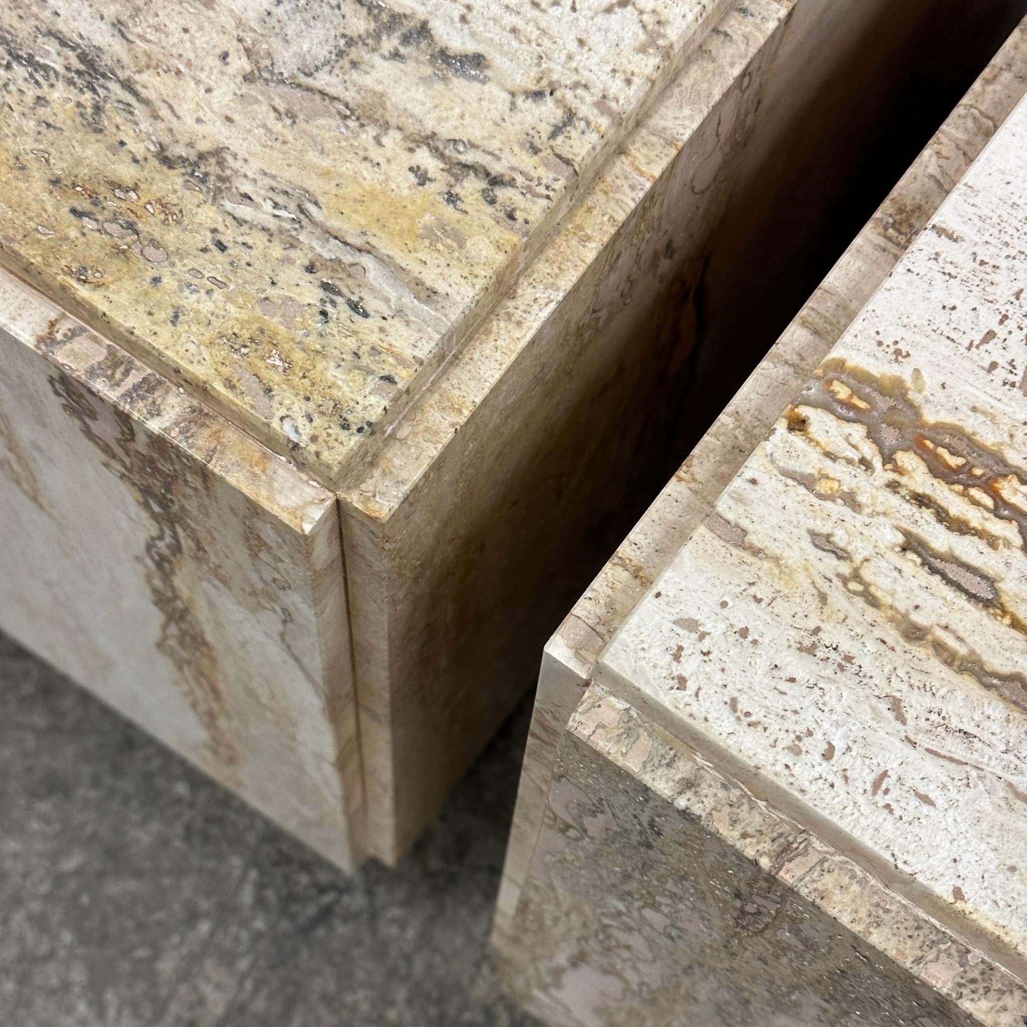 Italian Travertine Cube Tables In Good Condition For Sale In Chicago, IL