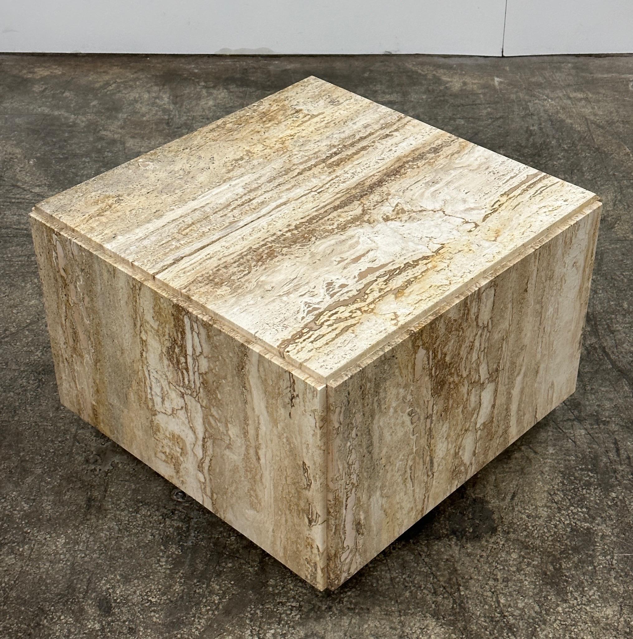 Italian Travertine Cube Tables For Sale 1