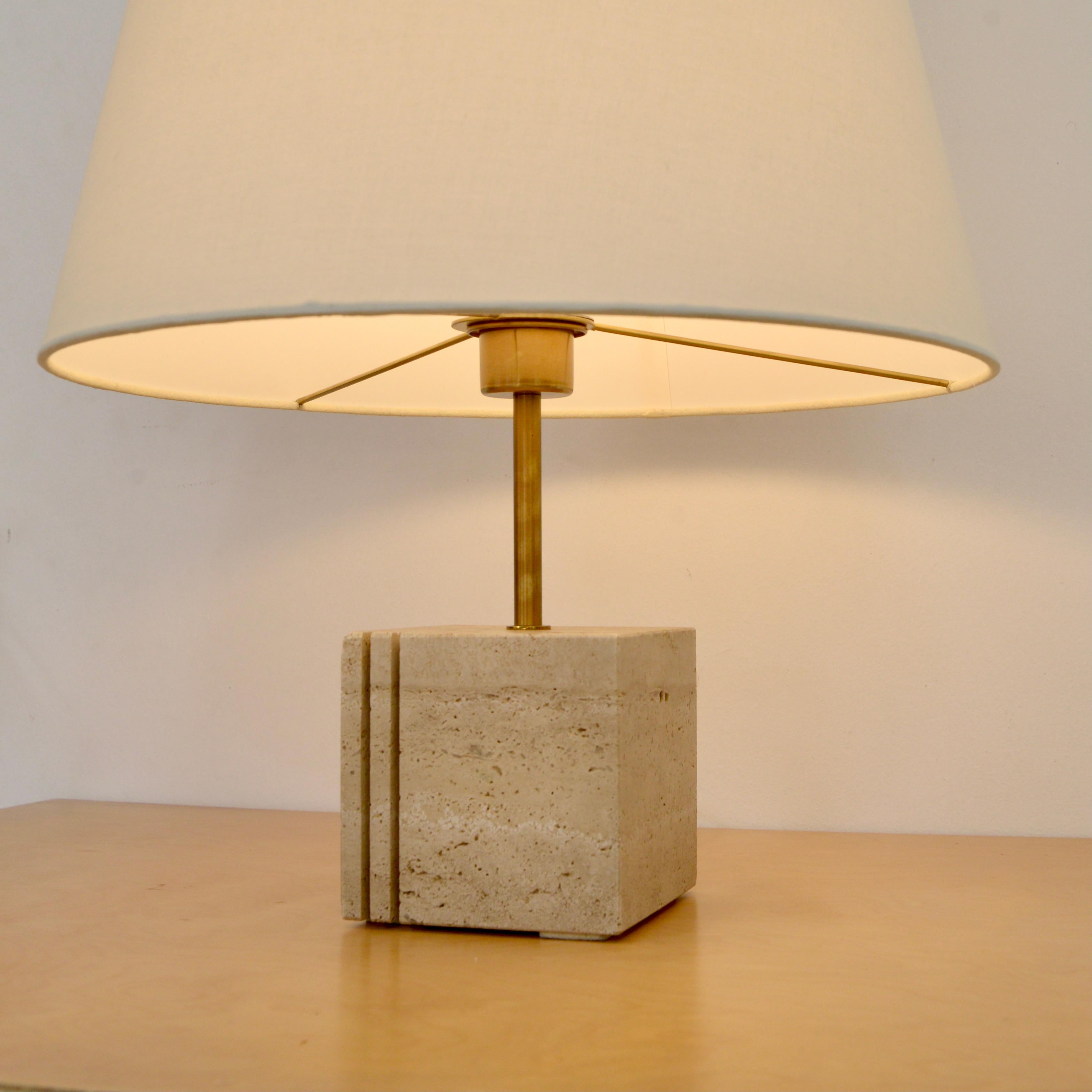 Italian Travertine Cubic Table Lamp 4