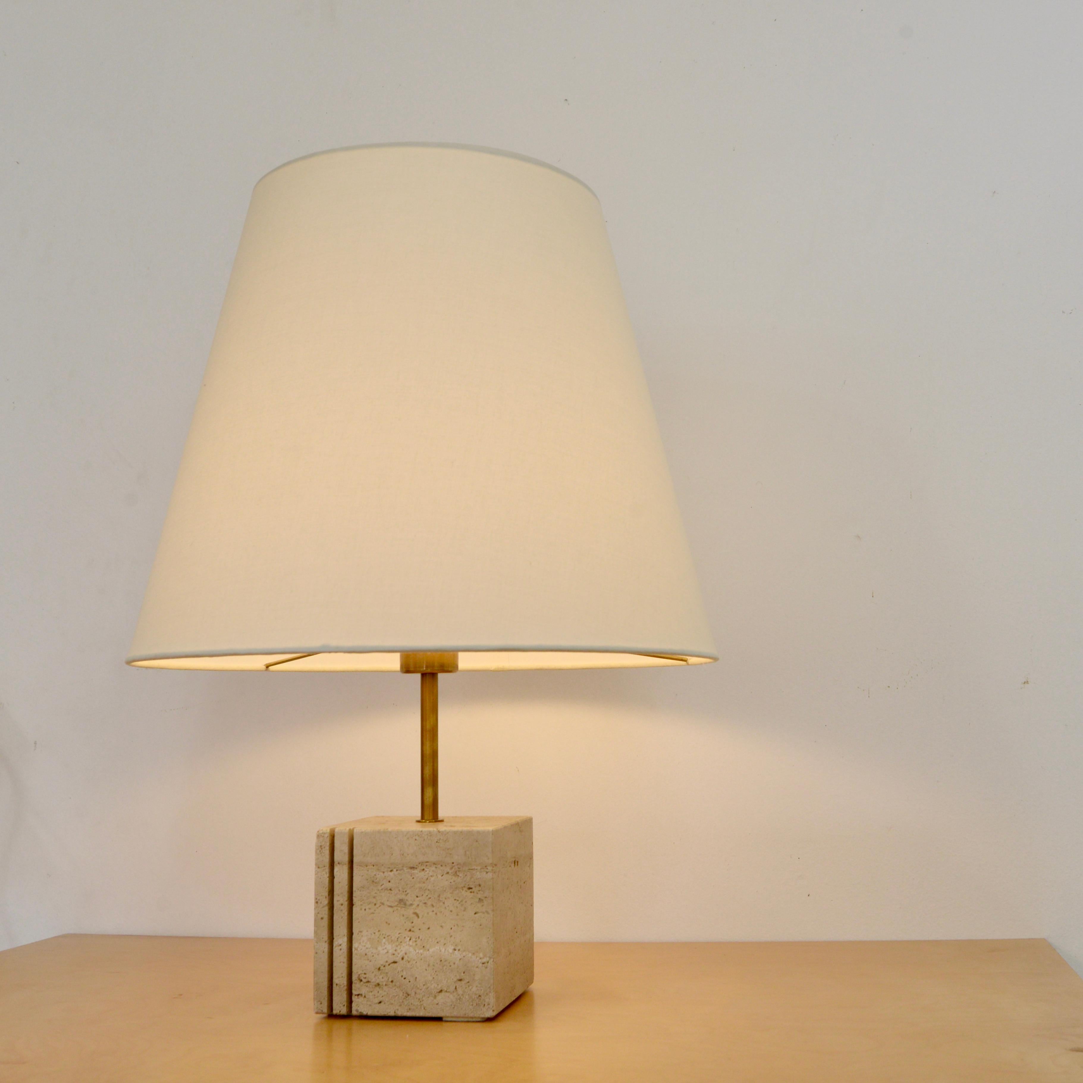 Italian Travertine Cubic Table Lamp 5