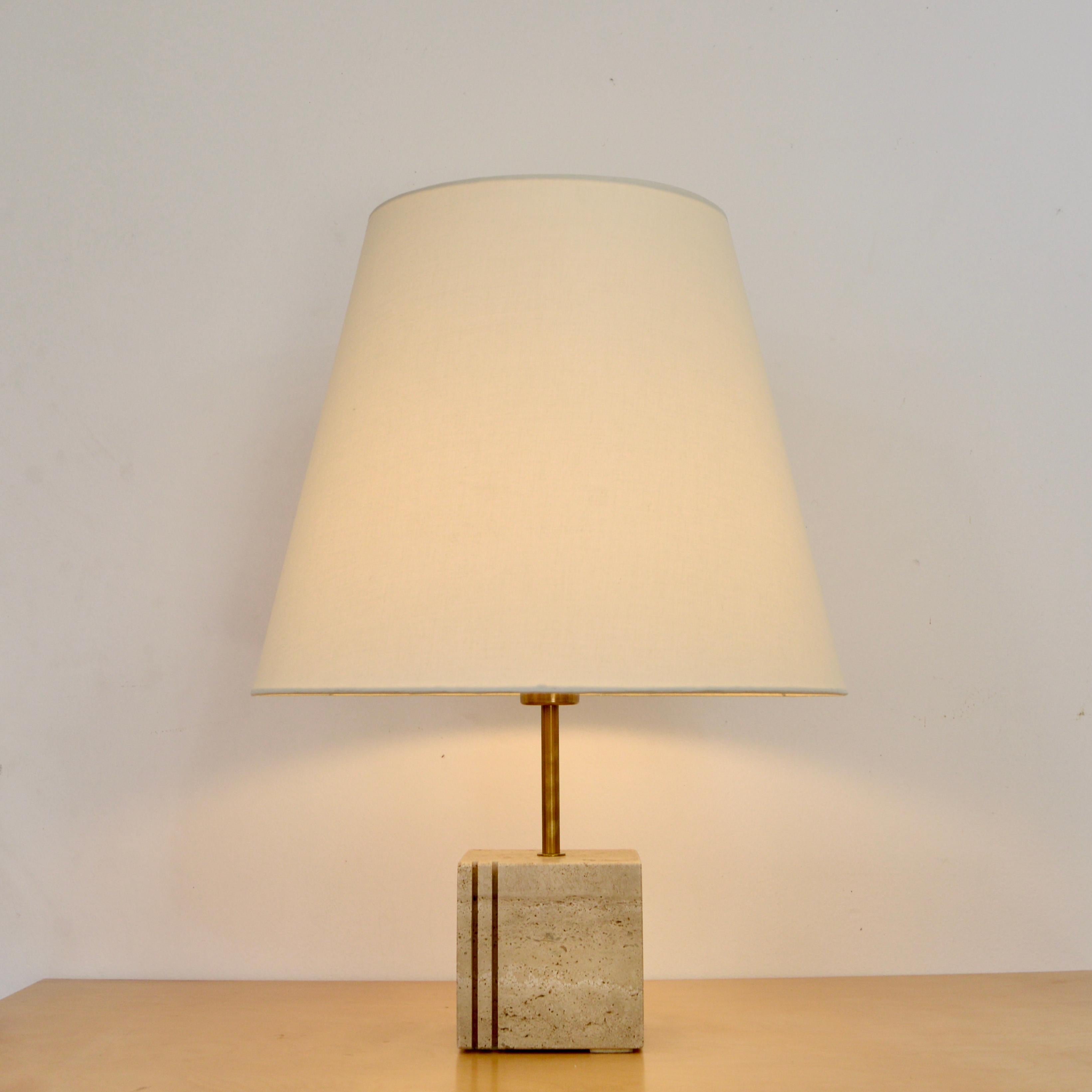 Italian Travertine Cubic Table Lamp 6