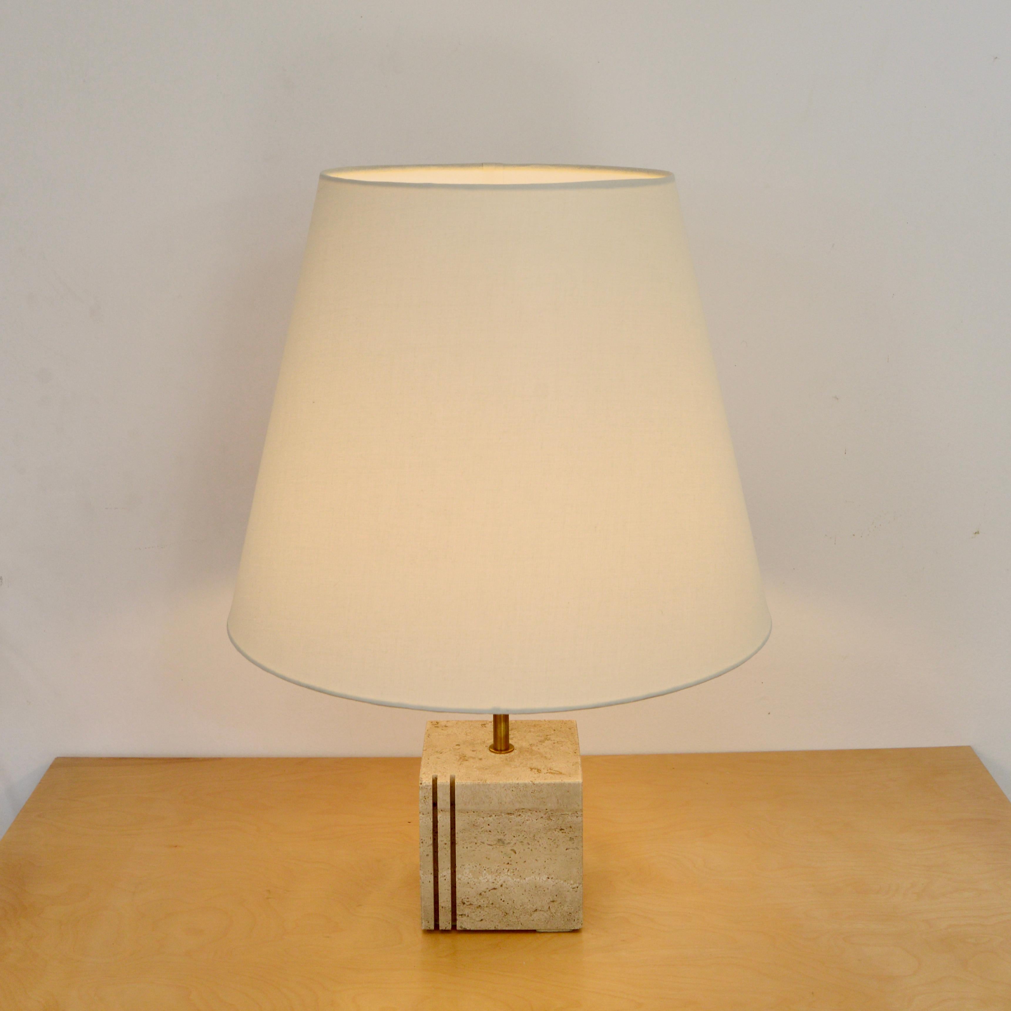 Italian Travertine Cubic Table Lamp 2
