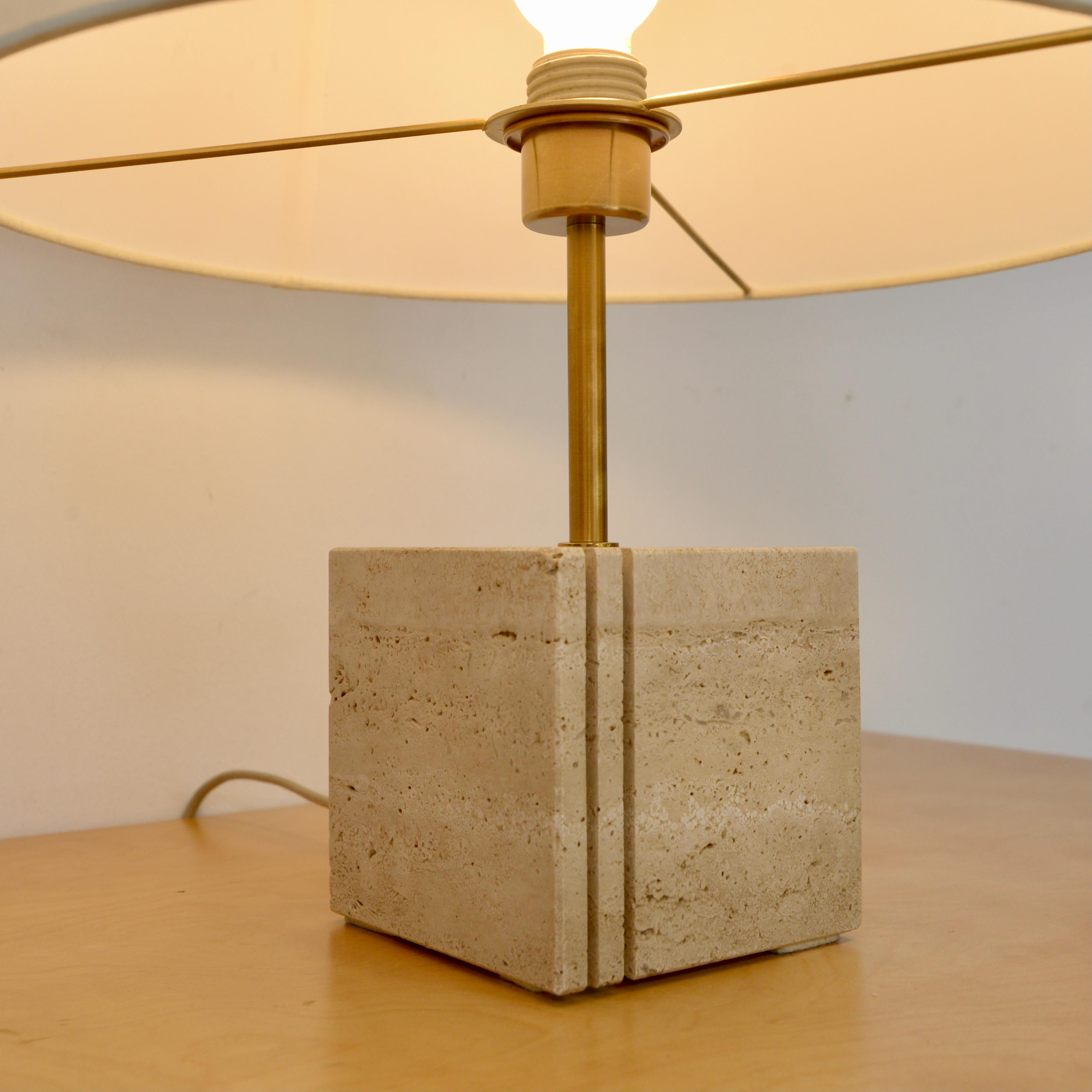 Italian Travertine Cubic Table Lamp 3