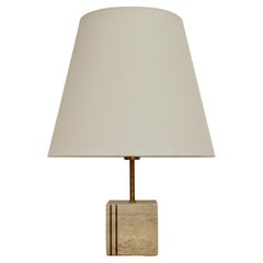 Italian Travertine Cubic Table Lamp