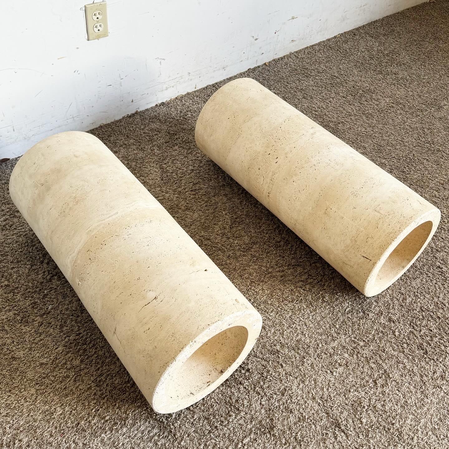 Italian Travertine Cylindrical Pedestals/Pillars 6