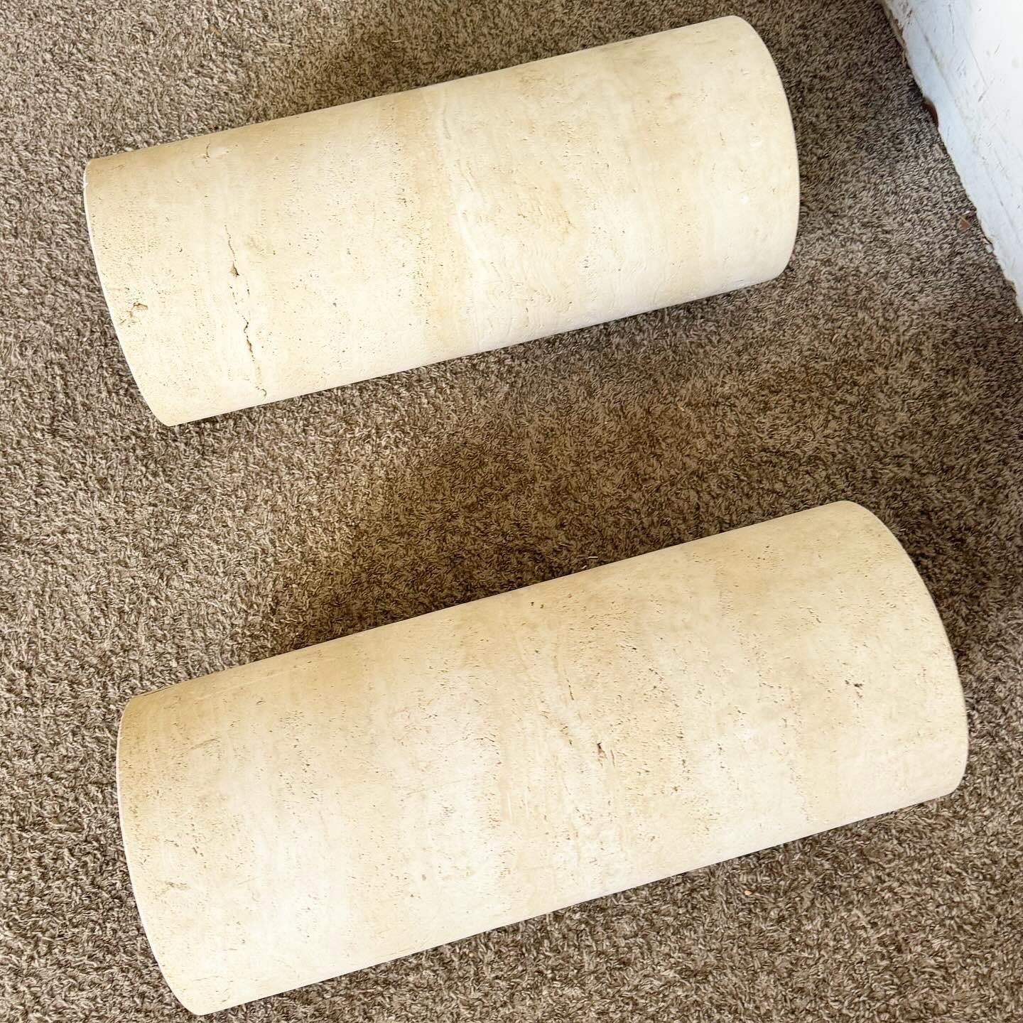 Italian Travertine Cylindrical Pedestals/Pillars 3
