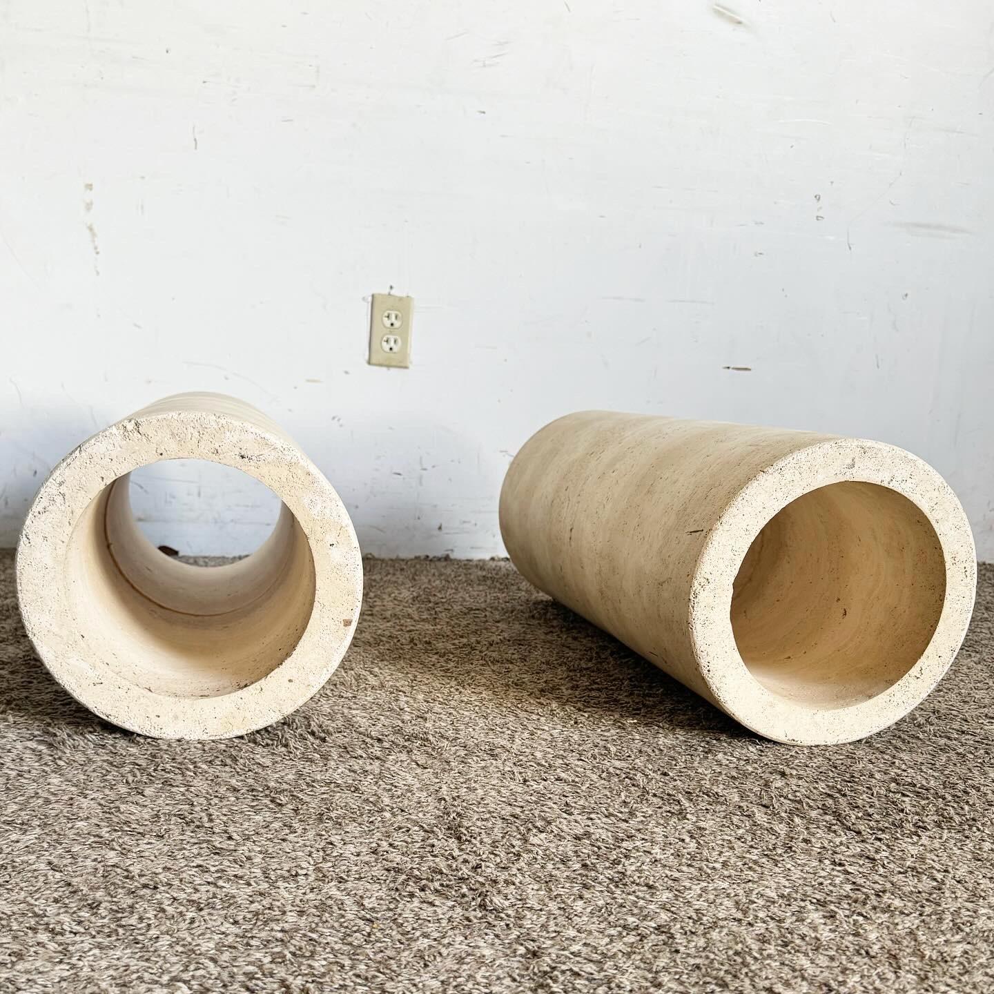 Italian Travertine Cylindrical Pedestals/Pillars 5