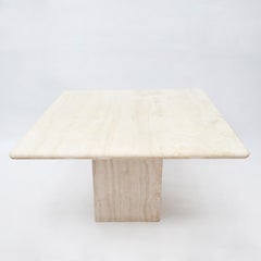 Italian Travertine Dining Table, 1970s-1980s