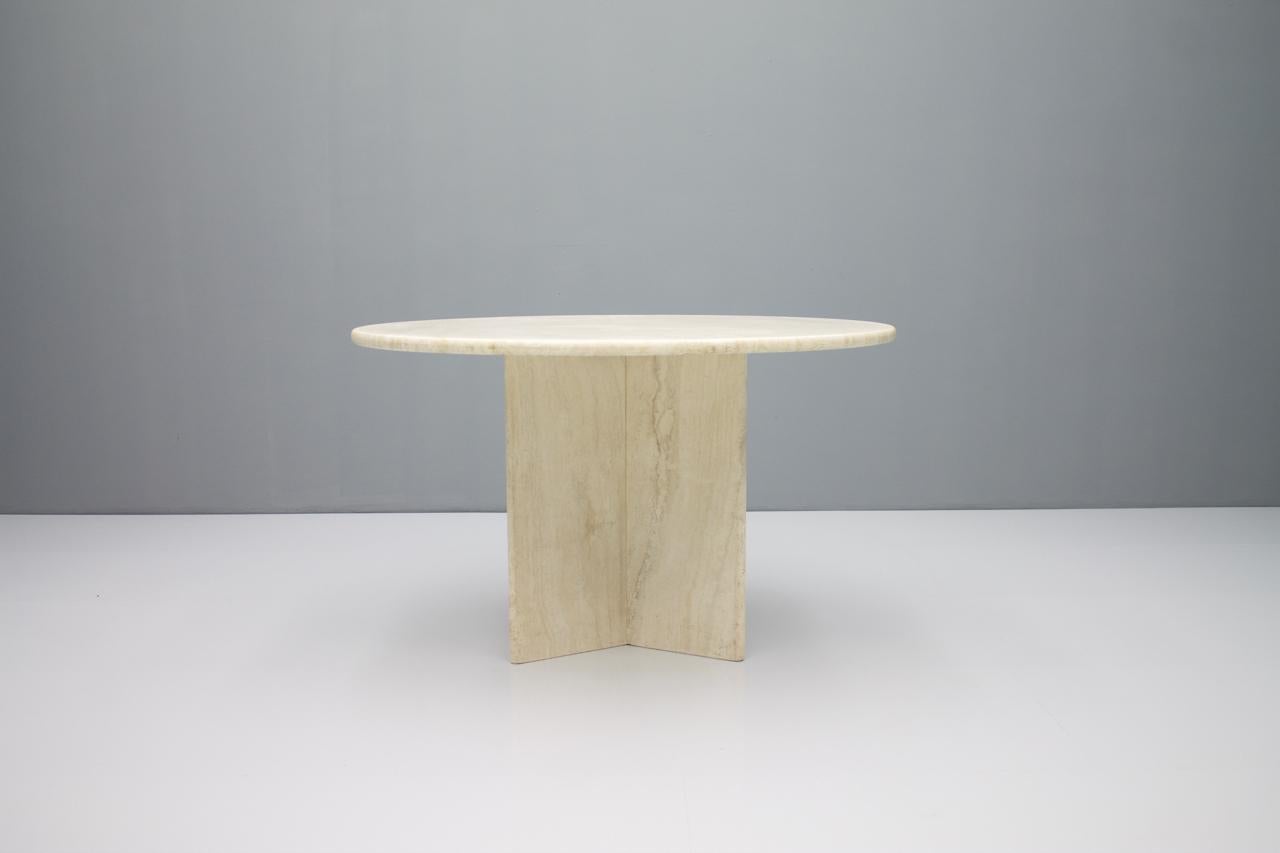 Hollywood Regency Italian Travertine Dining Table, 1970s For Sale