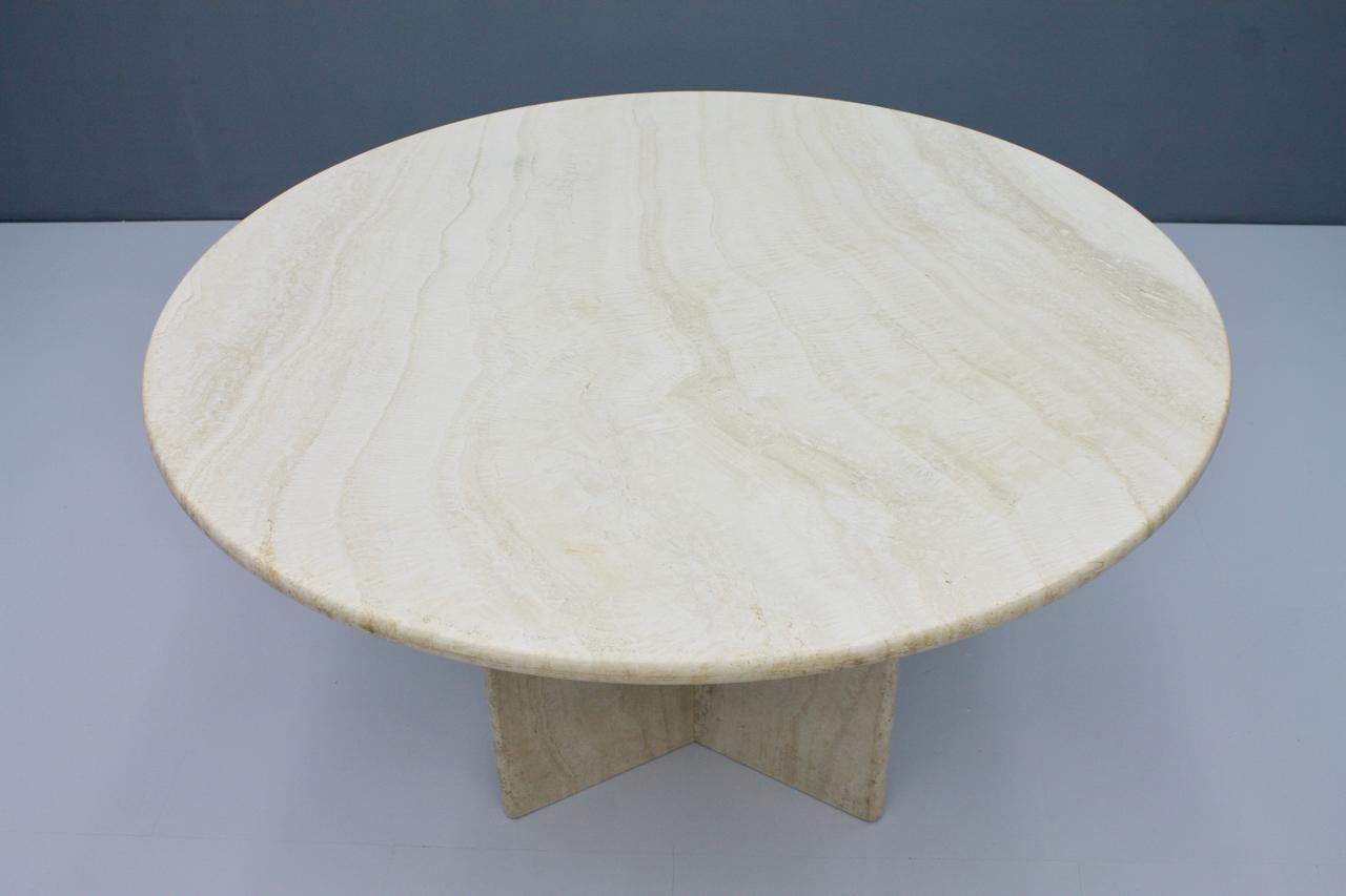 Late 20th Century Italian Travertine Dining Table, 1970s For Sale