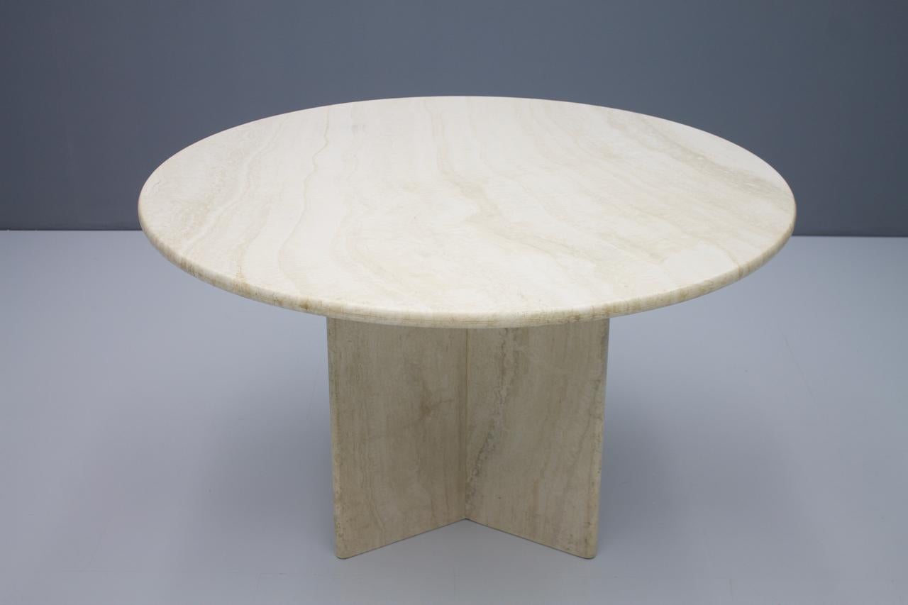 Italian Travertine Dining Table, 1970s For Sale 2