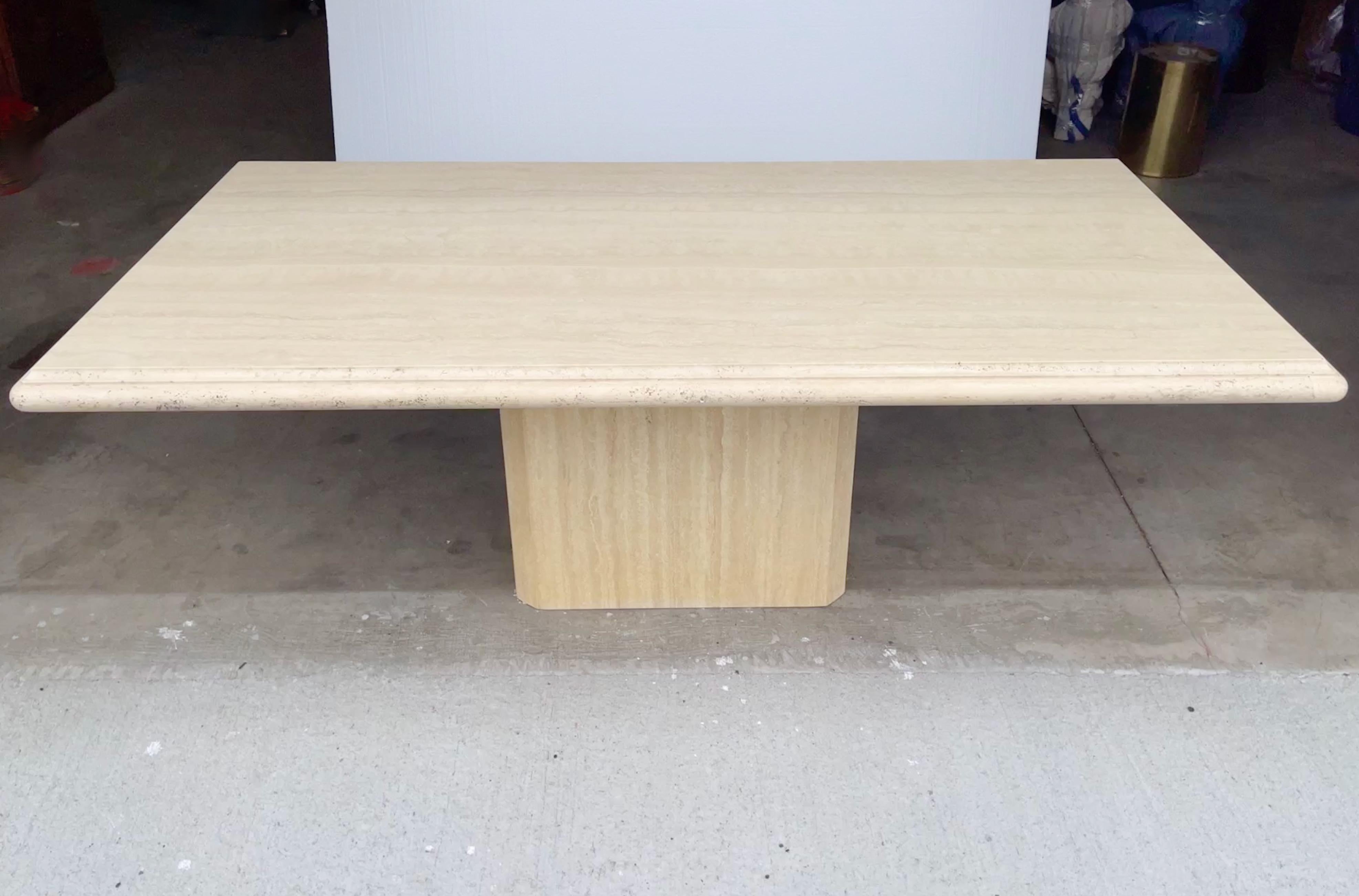 Italian Travertine Dining Table In Good Condition In Hanover, MA