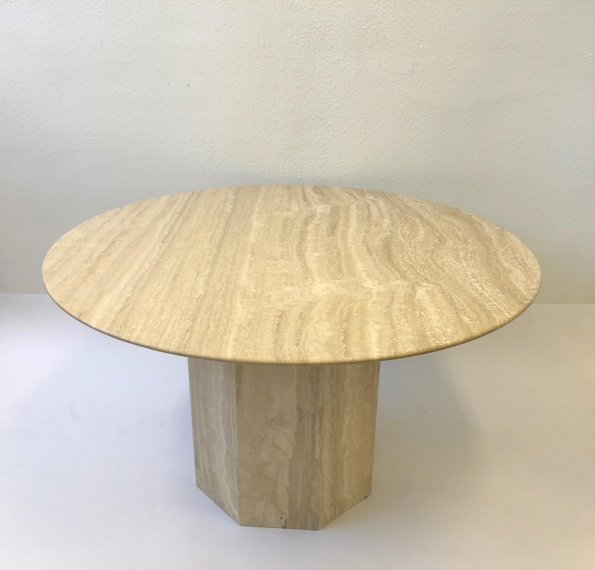 Italian Travertine Dining Table In Excellent Condition In Palm Springs, CA