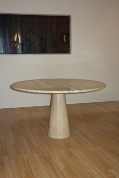 Italian Travertine Dining Table Style Mangiarotti 1970s