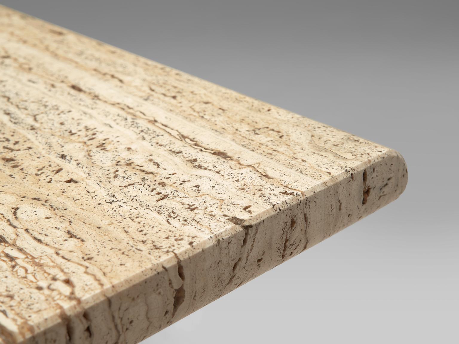 Italian Travertine Dining Table with Layered Legs 4