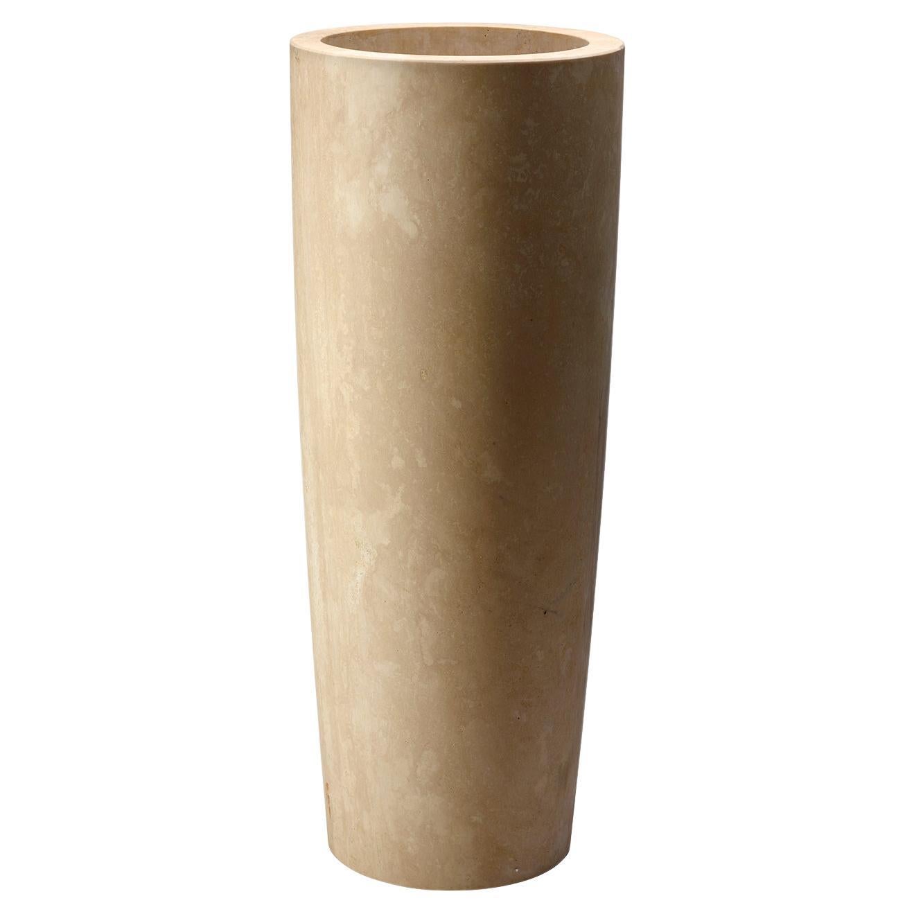 Italian Travertine Floor Vase in Travertino Navona, “Jeko” by Giansanti Home