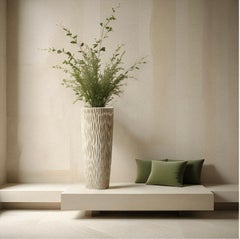 Italian Travertine Floor Vase in Travertino Navona, “Lizard” by Giansanti Home