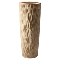 Italian Travertine Floor Vase in Travertino Navona, “Lizard” by Giansanti Home