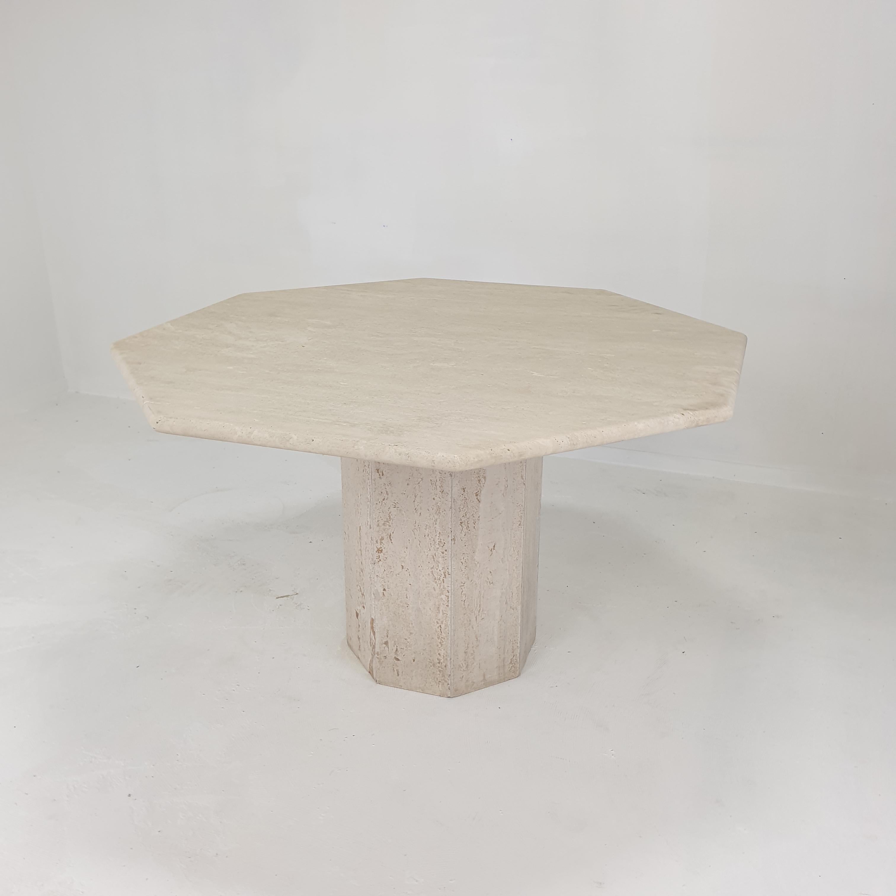 Late 20th Century Italian Travertine Garden or Dining Table, 1970s For Sale