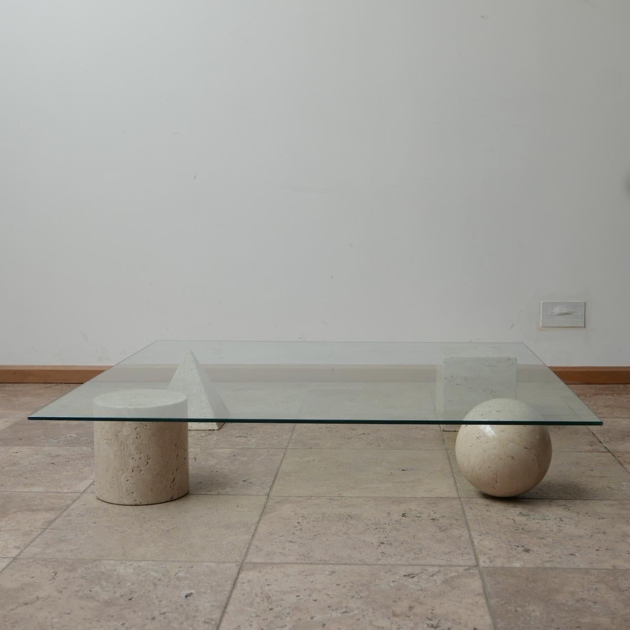 Italian Travertine Geometric Coffee Table 3