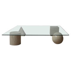 Italian Travertine Geometric Coffee Table