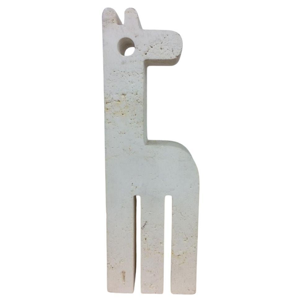 Italian Travertine Giraffe sculpture by Fratelli Mannelli
