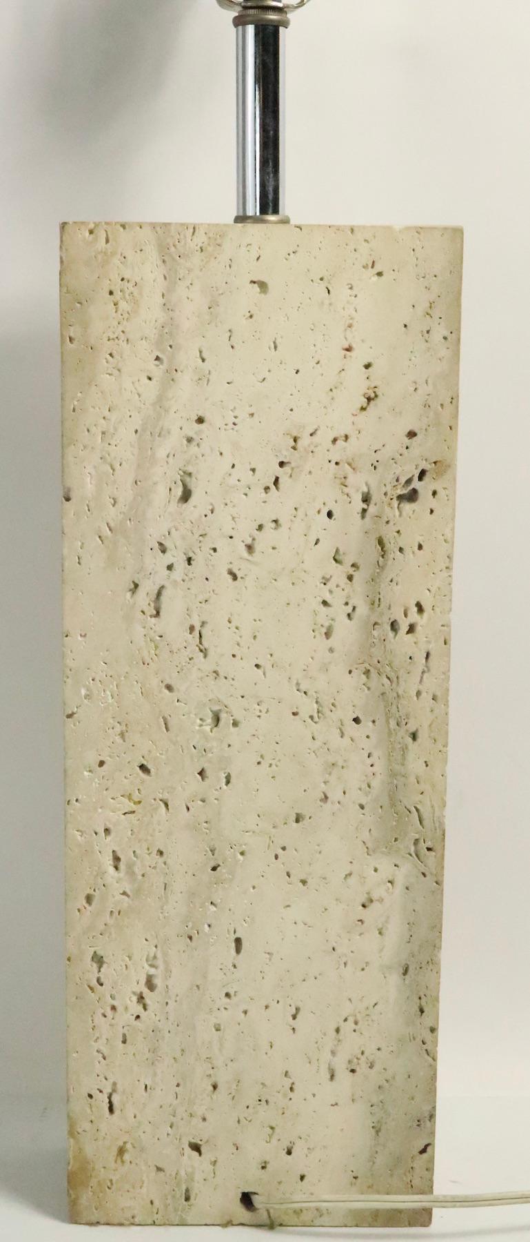 Italian Travertine Marble Block Form Table Lamp For Sale 7