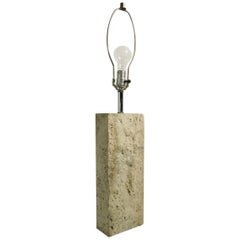 Italian Travertine Marble Block Form Table Lamp