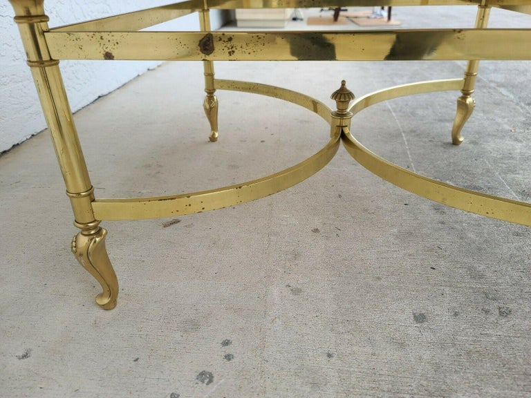 Italian Travertine Marble & Brass Cocktail Coffee Table For Sale 2