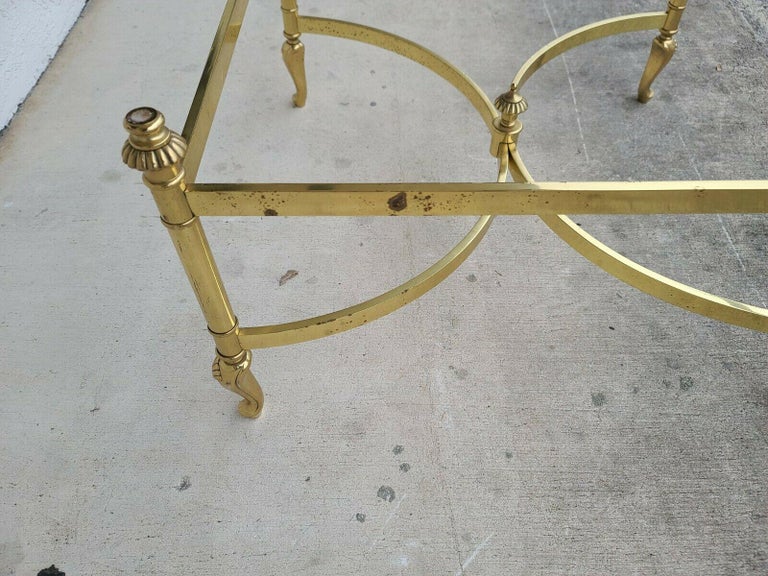 Italian Travertine Marble & Brass Cocktail Coffee Table For Sale 4