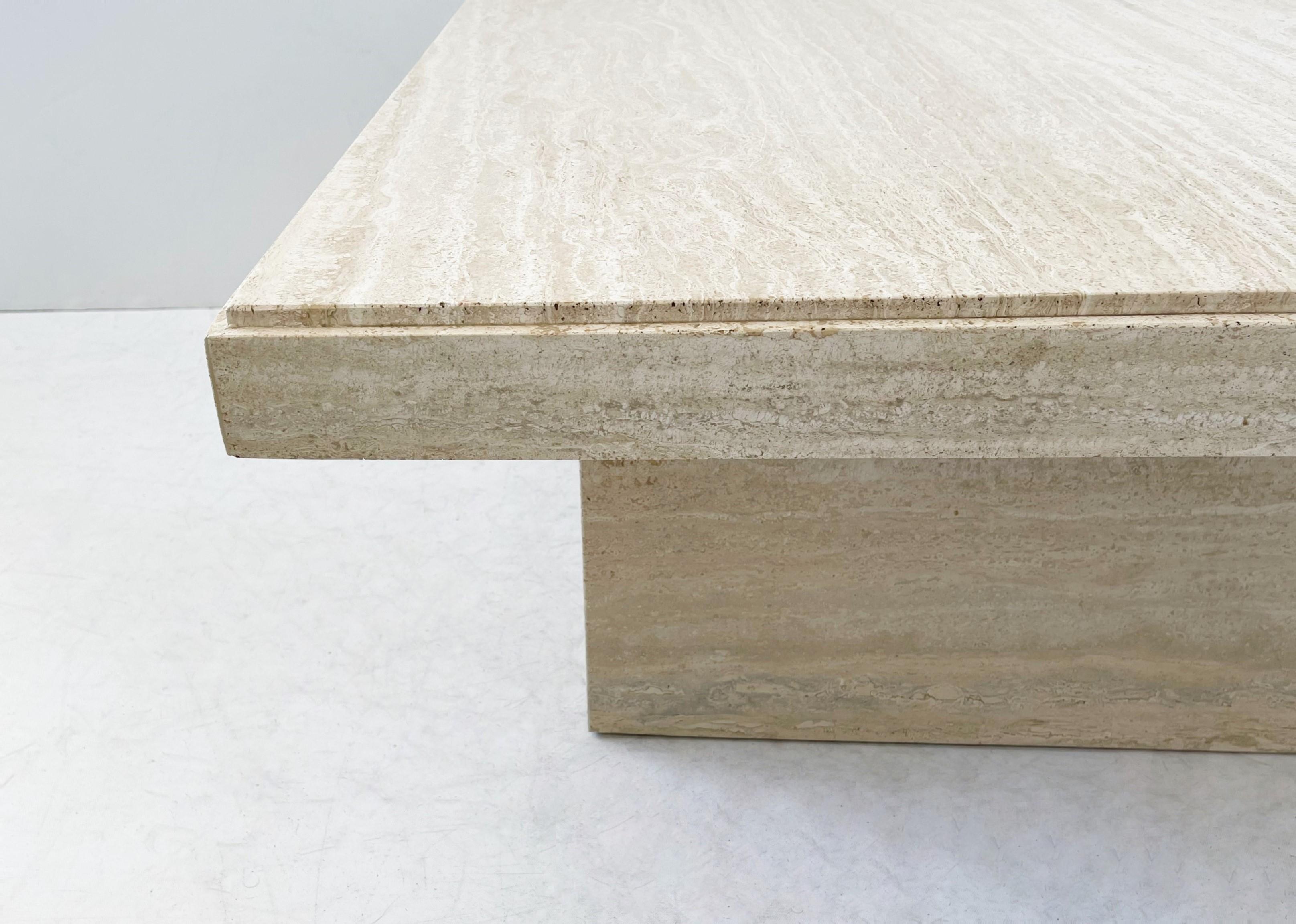 Italian Travertine Marble Cocktail Table in the Manner of Angelo Mangiarotti  1