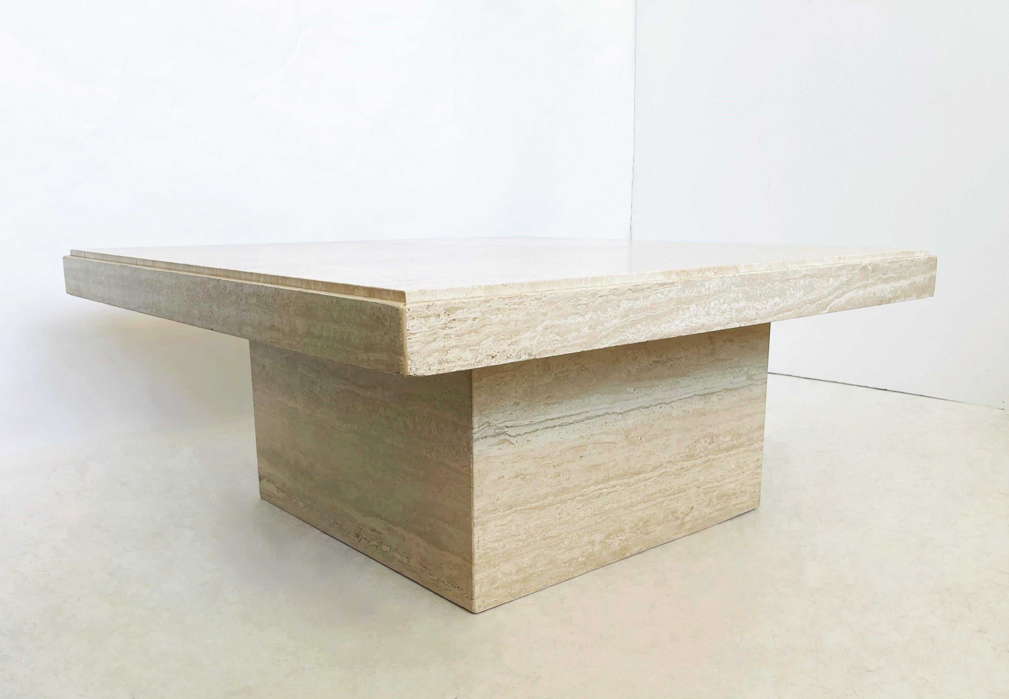 Italian Travertine Marble Cocktail Table in the Manner of Angelo Mangiarotti  2