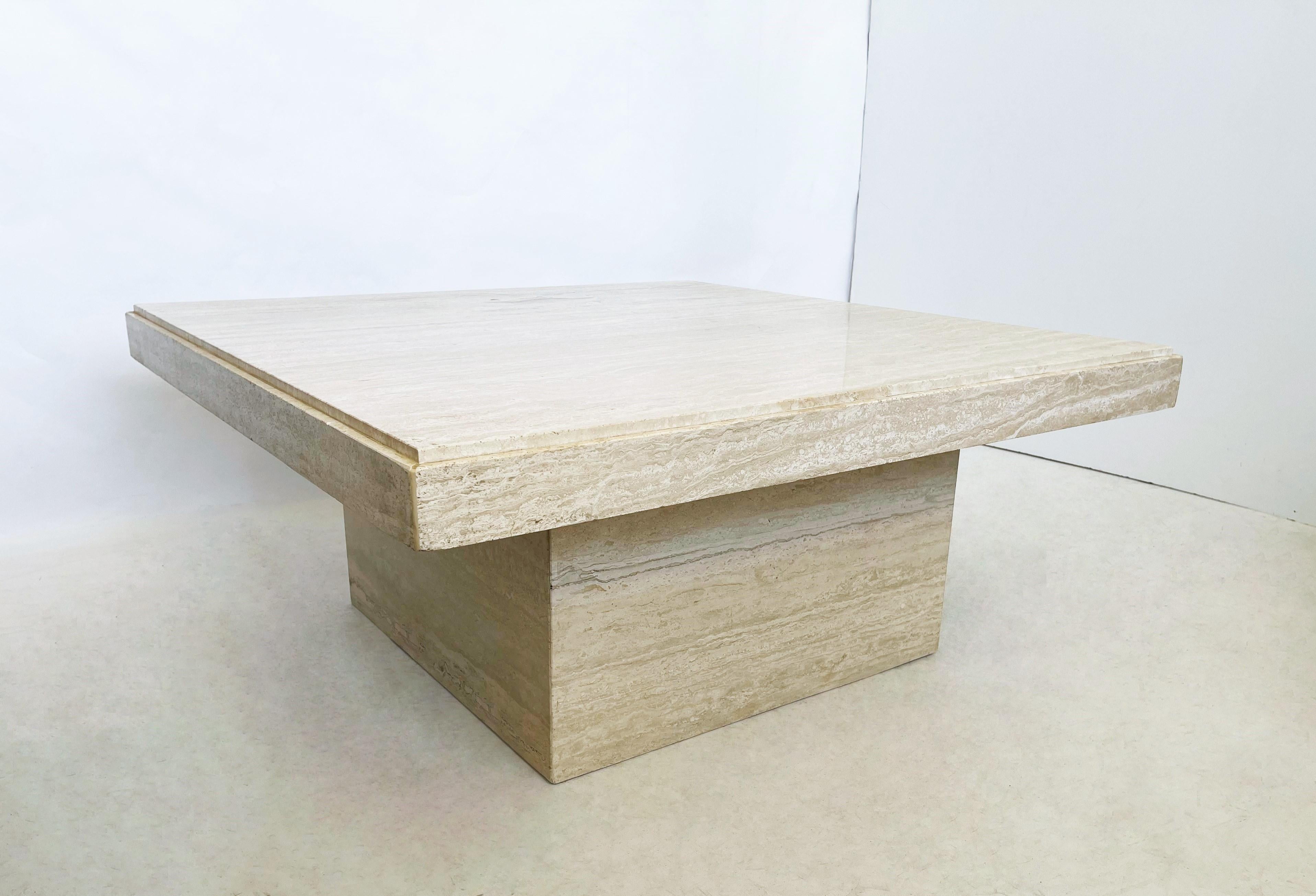 Italian Travertine Marble Cocktail Table in the Manner of Angelo Mangiarotti  3