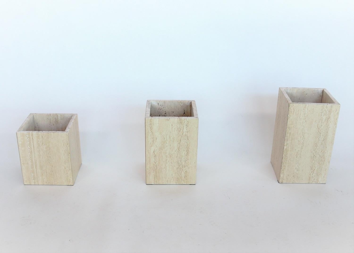 Italian Travertine Marble Coffee Tables from the 1970s, Set of Three 3