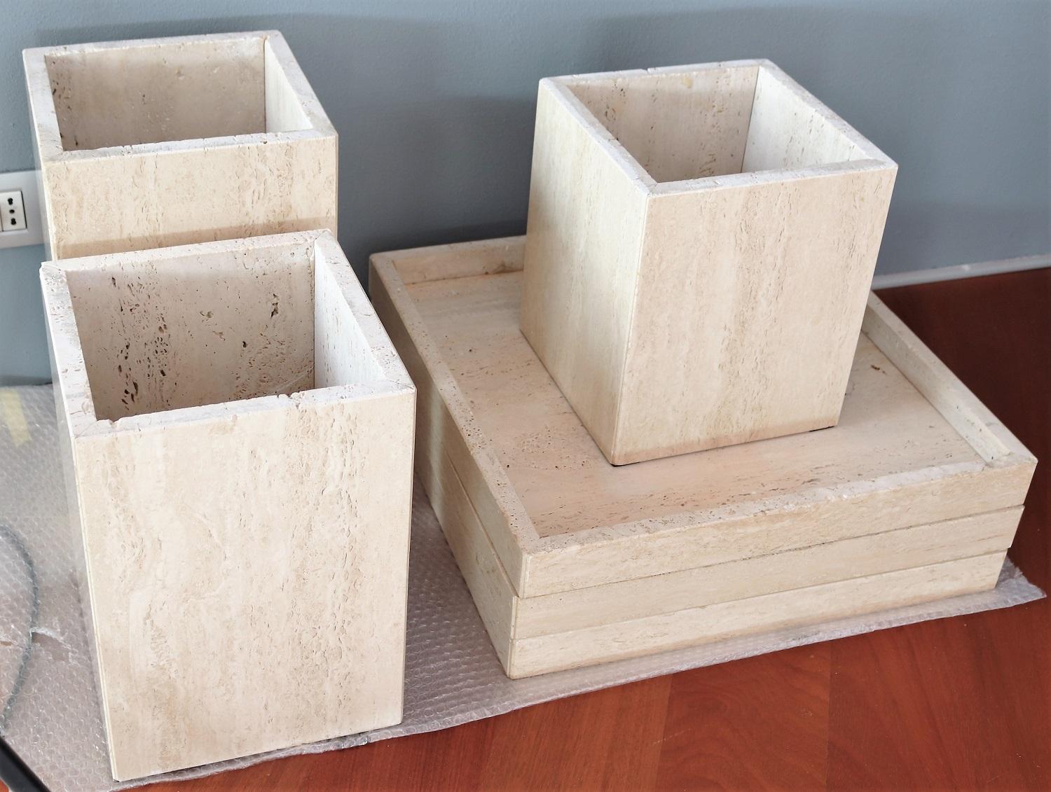 Italian Travertine Marble Coffee Tables from the 1970s, Set of Three 9