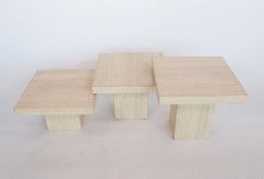 Italian Travertine Marble Coffee Tables from the 1970s, Set of Three
