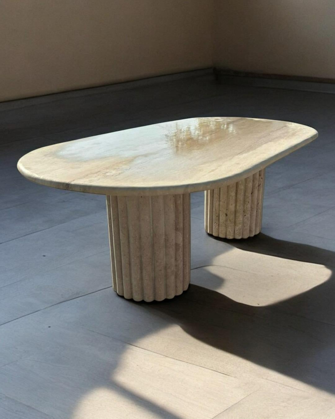 Mesa de comedor de mármol travertino italiano - Mesa de cocina de mármol personalizada Turco en venta